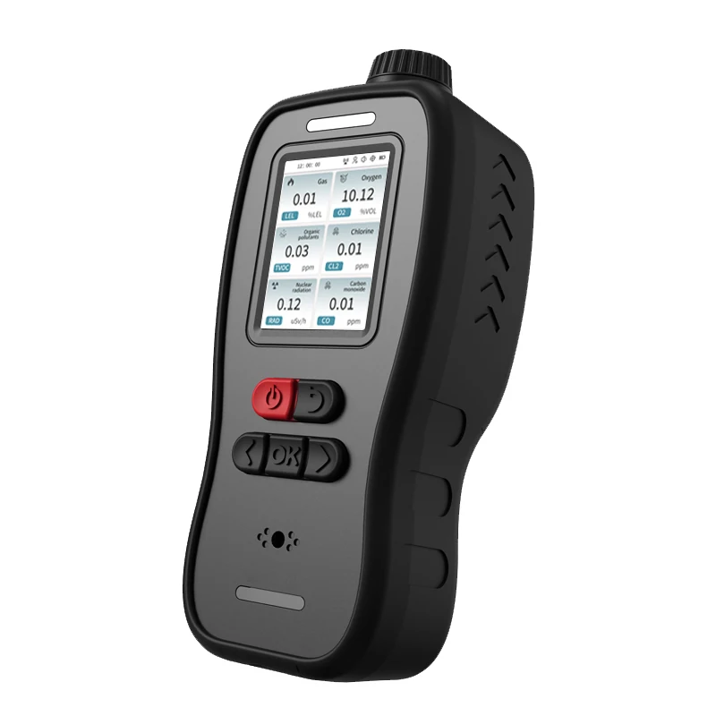 LSJ SEED-MG Multi Gas Detector - Six-Gas Color Display LSJ SEED-MG multi gas detector with 2.8-inch color screen showing six gas readings simultaneously