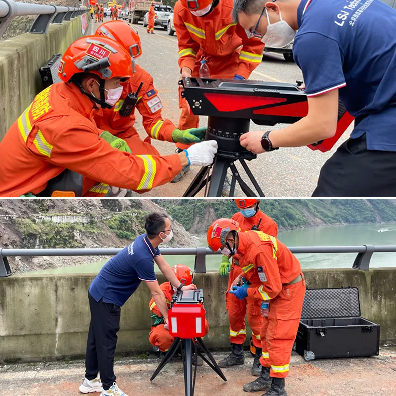 One rescuer deploying the 8 kg HXSAR-5KS radar from its folding case in under two minutes