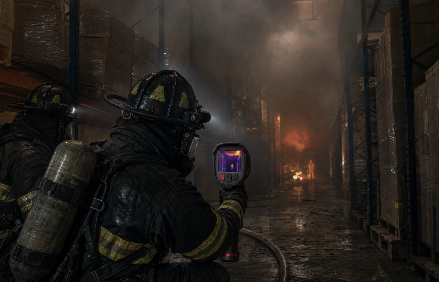 Illustrative warehouse fire response scenario