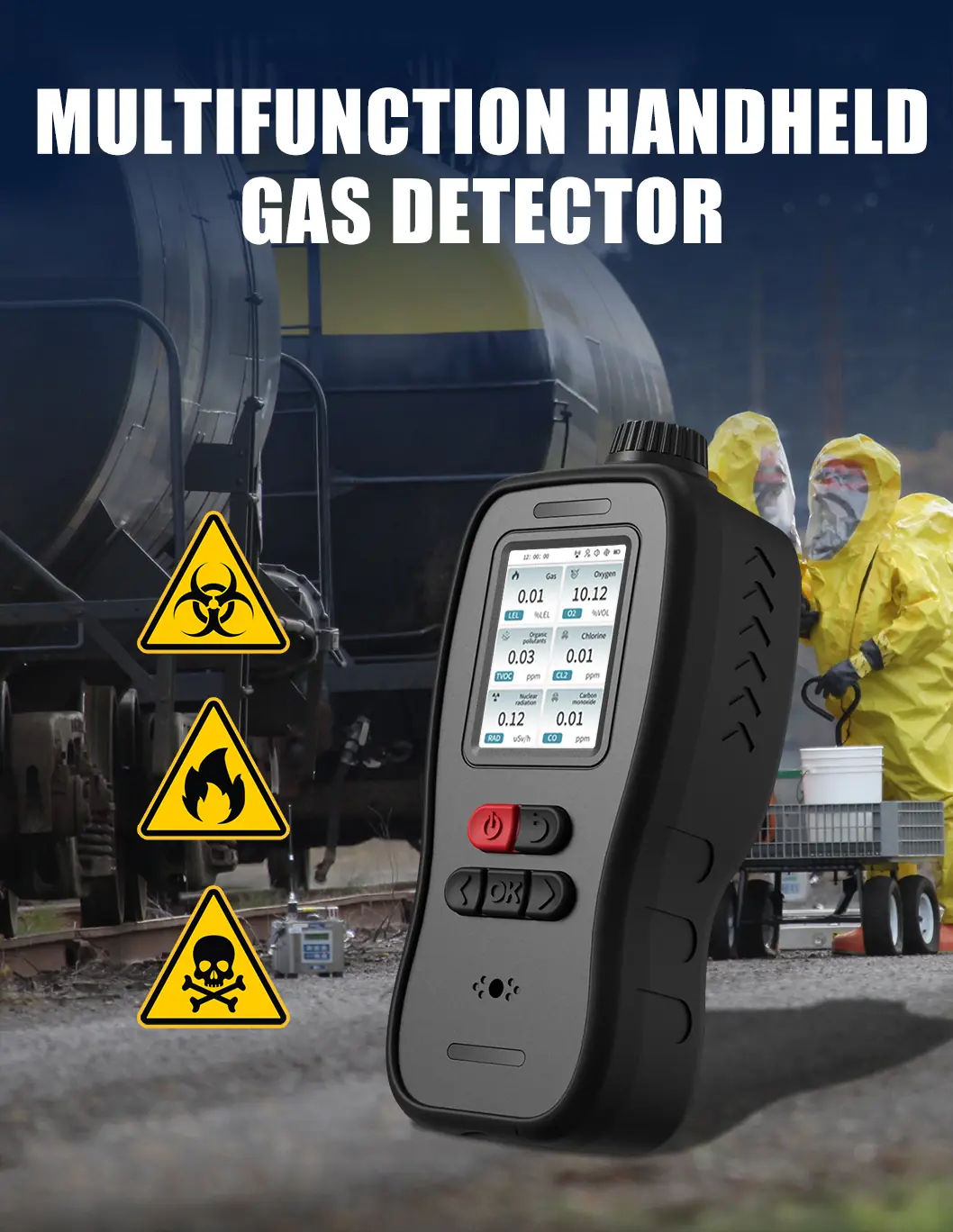 LSJ SEED-MG Multi Gas Detector for Hazmat Emergency Response LSJ SEED-MG handheld multi gas detector used in hazardous material emergency response with live gas readings