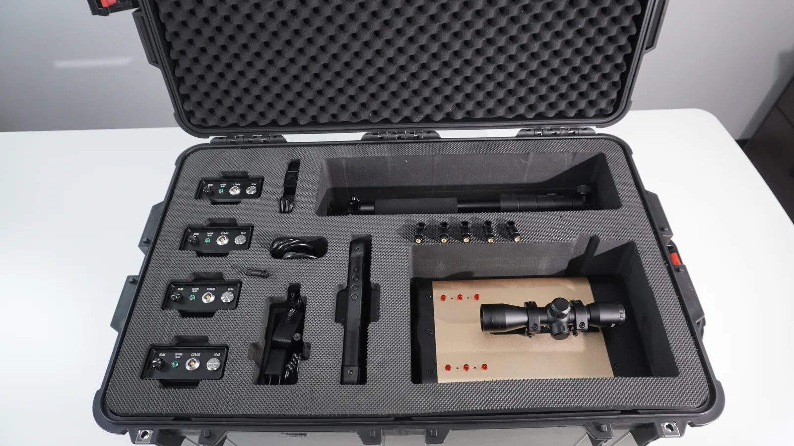 LSJ YZ-120Pro full kit packed in foam-lined transport case with telemeter, tripod and inclinometers