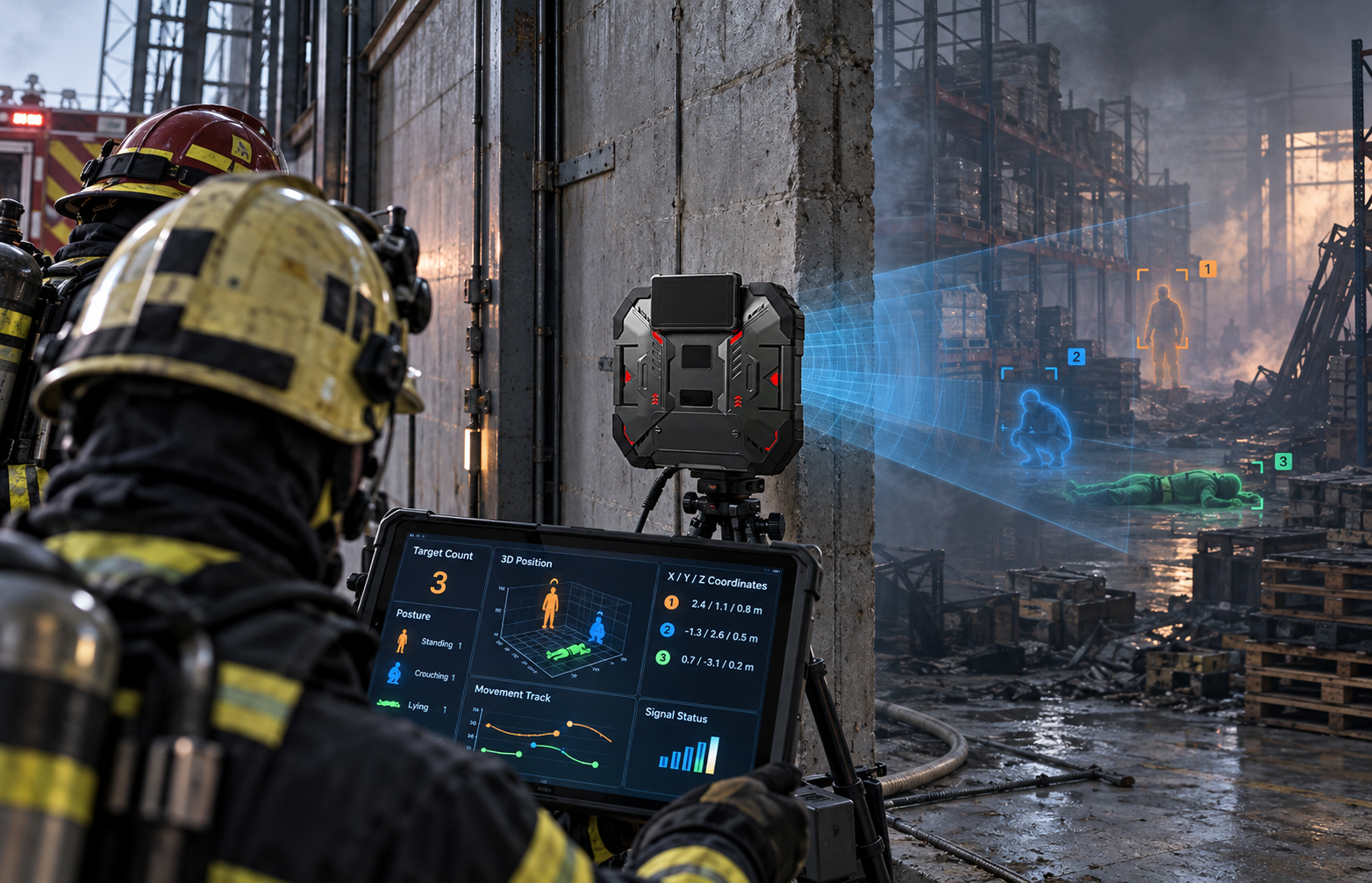 Illustrative warehouse fire response scenario
