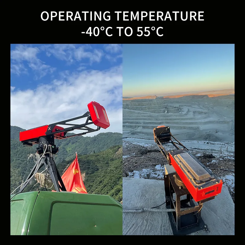 HXSAR-5KS slope radar operating in an open-pit mine at minus 40 to 55 degrees Celsius