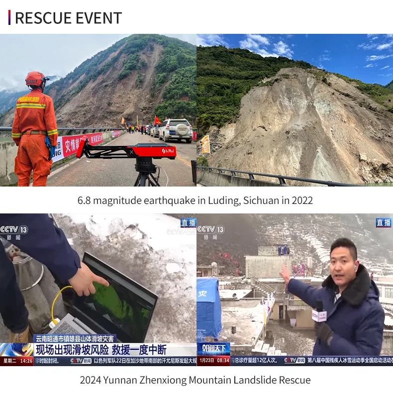 Rugged tablet showing real-time landslide early warning deformation and velocity curves