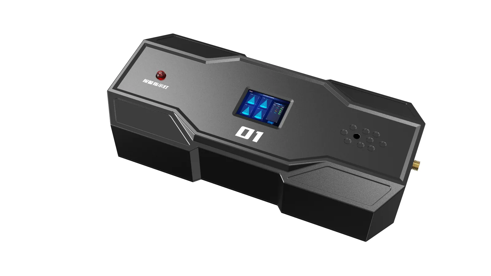 LSJ-ARD array radar life detector node with 1.8-inch OLED status screen, alarm indicator and WiFi antenna