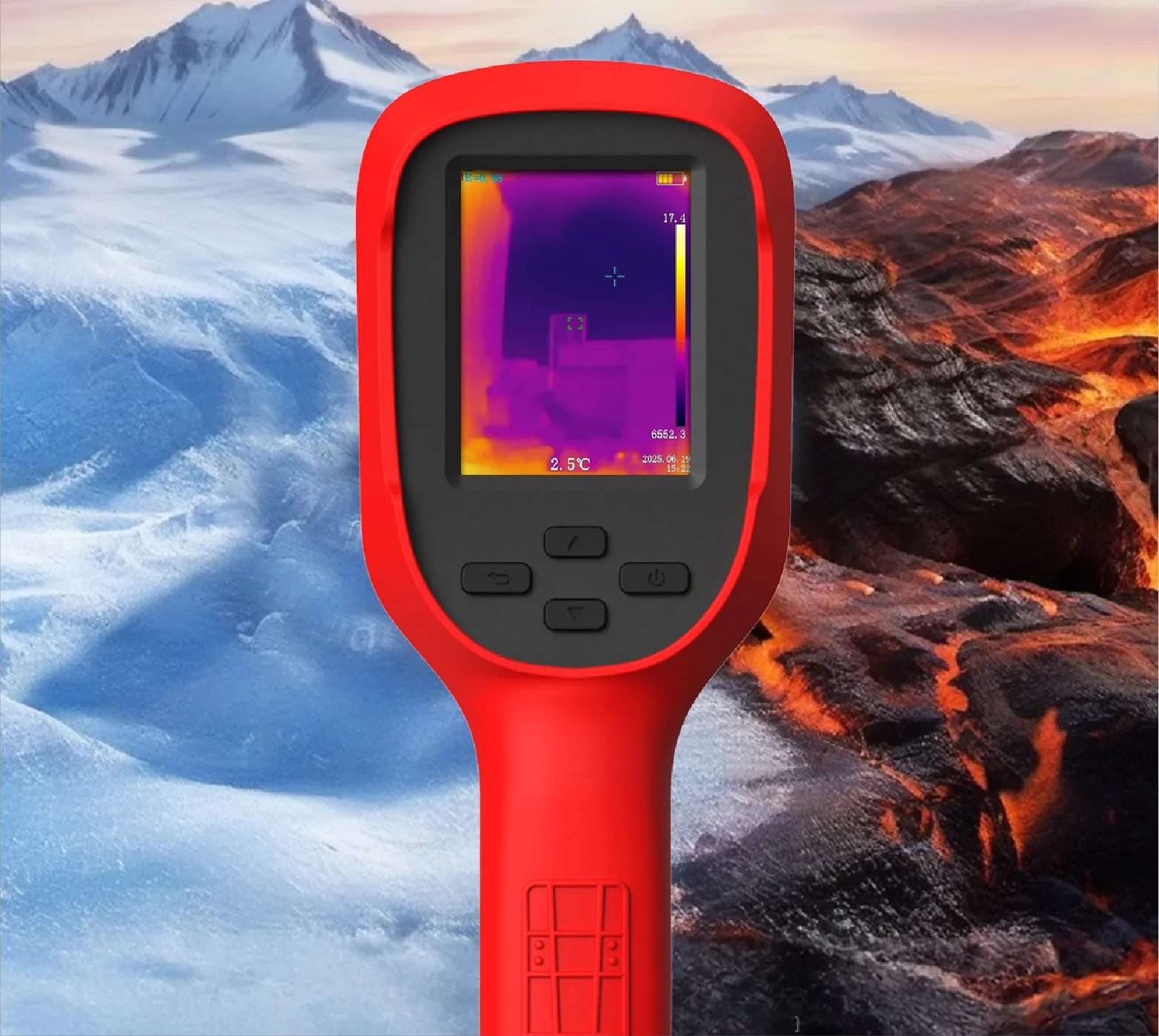 LSJ E310 Plus thermal camera operating across freezing and high-heat environments, measuring from -20 to 650 degrees Celsius