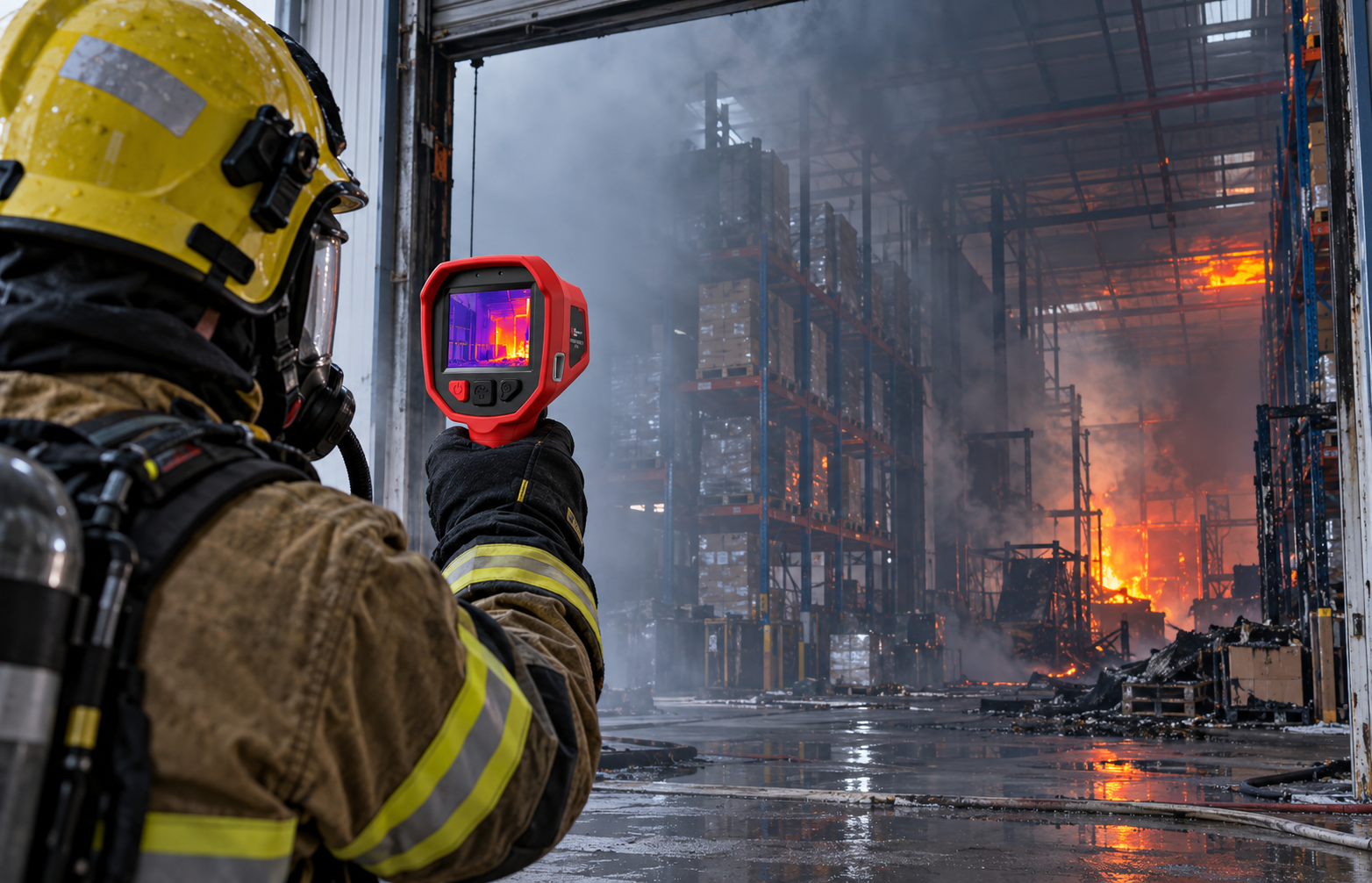Illustrative warehouse fire response scenario
