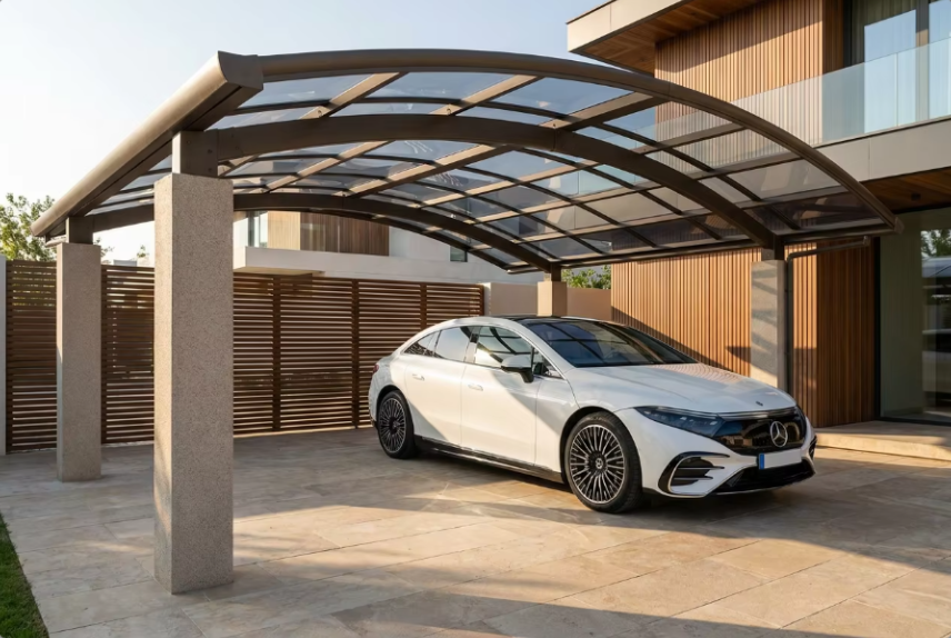 Curved Aluminum Villa Carport Installation Case