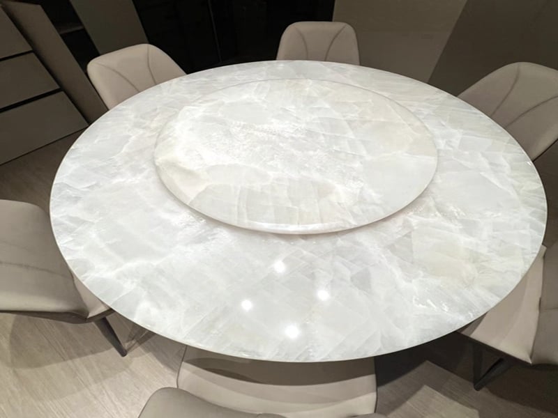 Pure white onyx marble coffee table