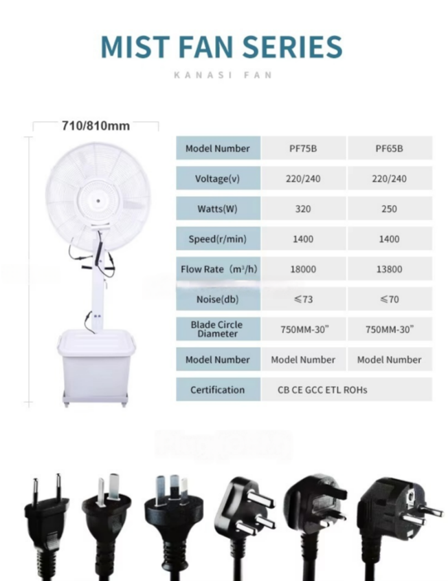 26 30 Inch Industrial Outdoor Electric Stand Floor  Water Spray Ventilador air Coolers Maker Mist Fan Sprayer details