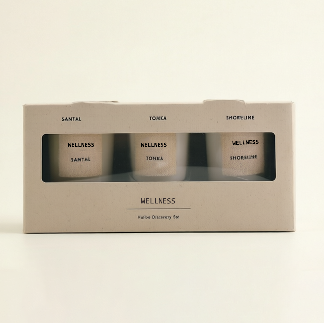 WELLNESS Aromatherapy Candle Factory Custom Private Label Eco-friendly Kraft Paper & Linen Home Decor Scented Soy Wax Candle Set