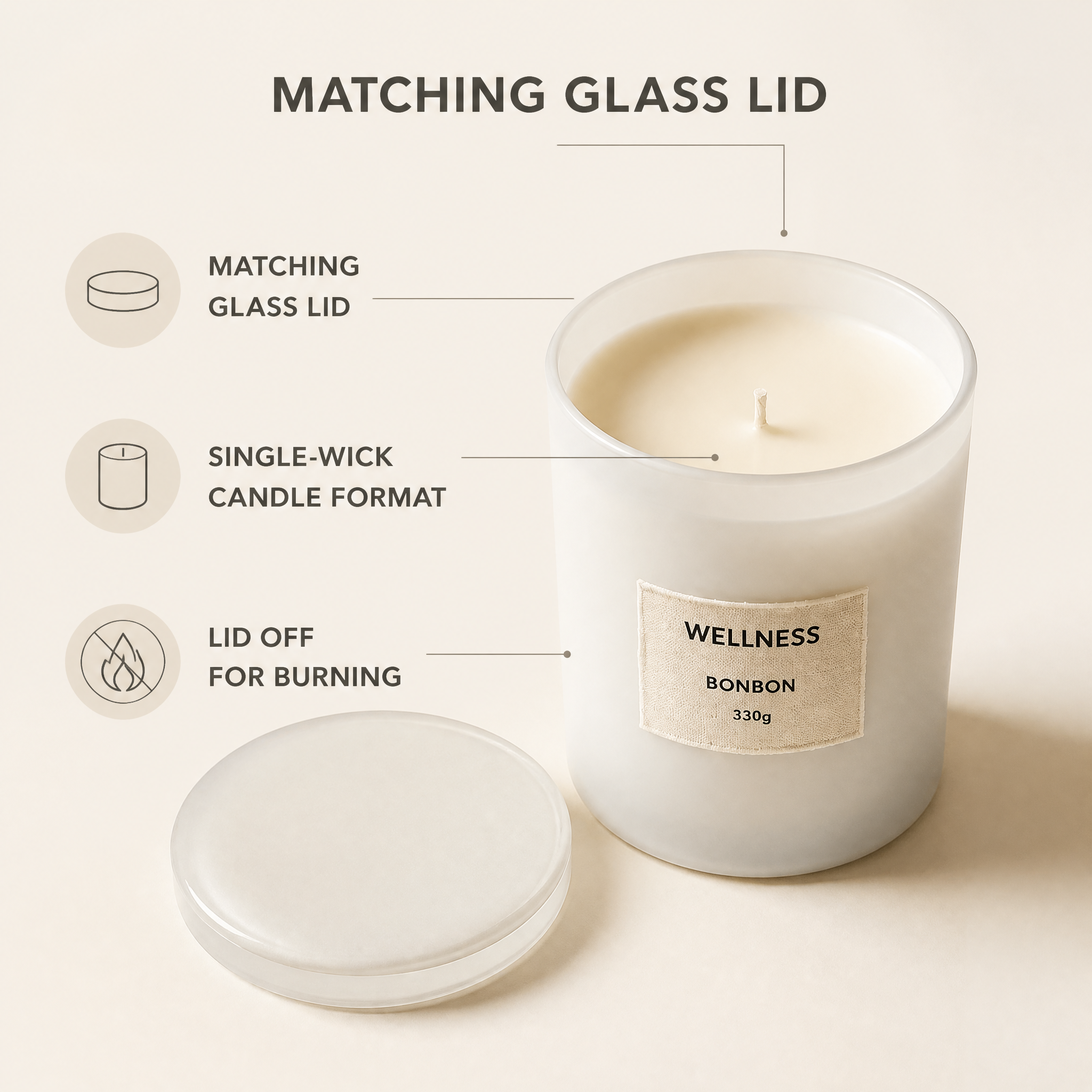 Vela aromática personalizada de cristal esmerilado con tapa | Fabricante OEM/ODM para marcas privadas