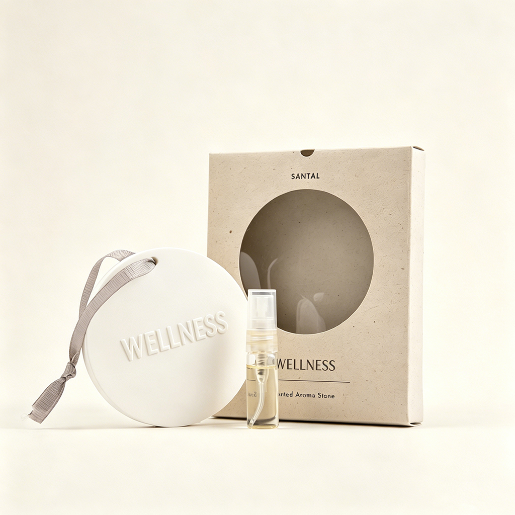 WELLNESS Aroma Home Decor Manufacturer Custom Private Label Hanging Ceramic Scented Stone Car Air Freshener Tablet Aromatherapy