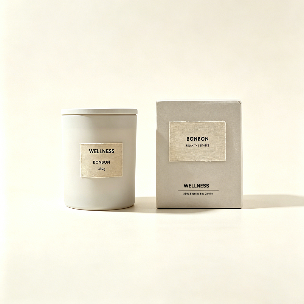 WELLNESS Fragrance Home Decor Manufacturer Custom OEM ODM Eco-friendly Kraft Paper Packaging  Linen Label Scented Soy Wax Candle