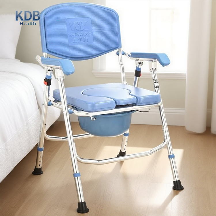 Foldable Commode Chair with Split Soft Seat Design