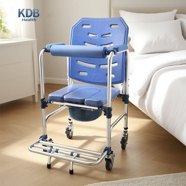 High Back Shower Commode Chair with Folding Footrest