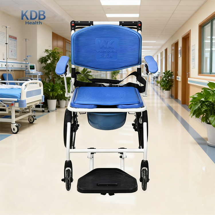 Foldable Commode Chair with 12 Rear Wheels