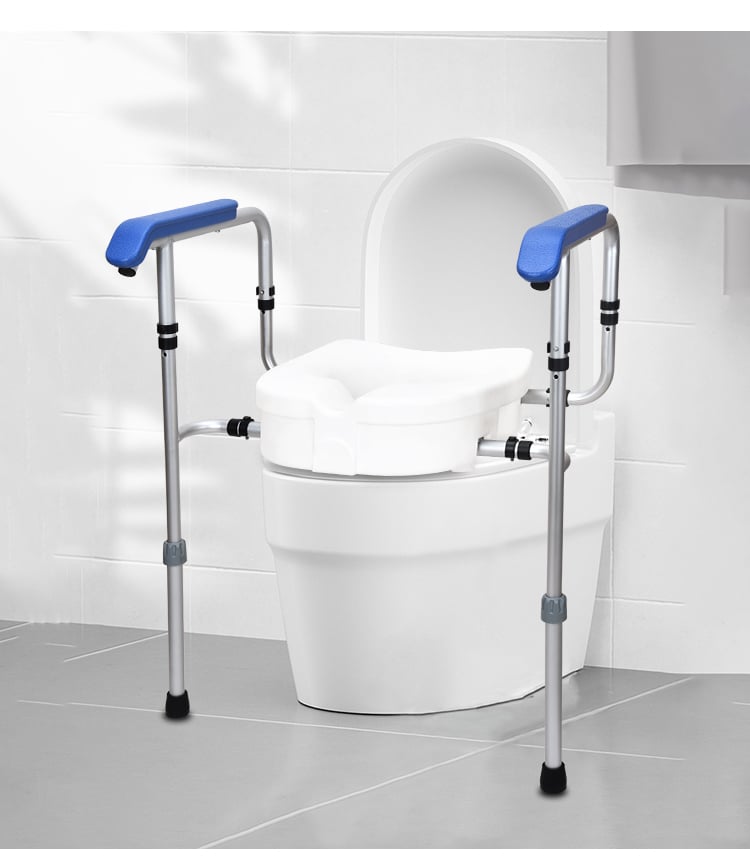 Height Adjustable Toilet Frame with Armrests, 125kg