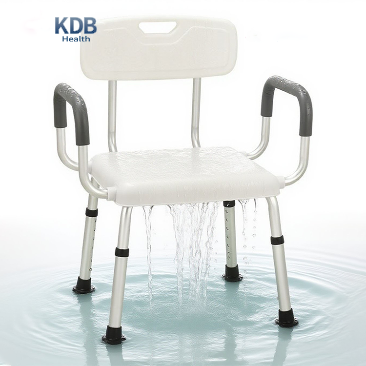 Backrest Shower Chair with Hidden Arm Slots, Height Adjustable