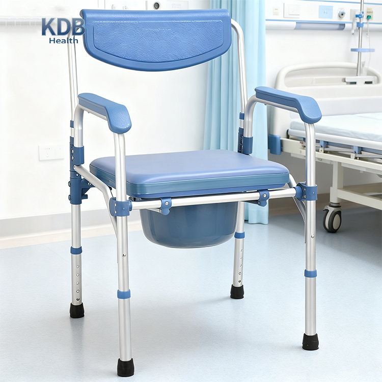 Tool-Free Folding Commode Chair Without Wheels 