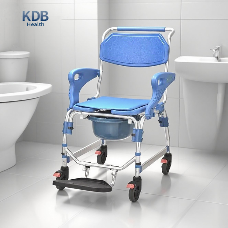 Wide Seat Shower Commode Chair with EVA Cushion