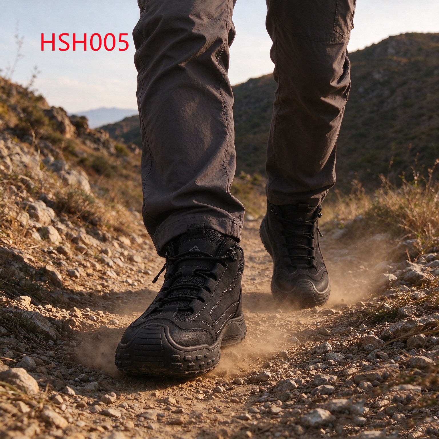 XYM,Rock Pile Area Stitching Rubber Sole Hua Singh Hiking Shoes Expedition Suitable Anti-kick Function Khaki/black Color Walking Boots HSH005