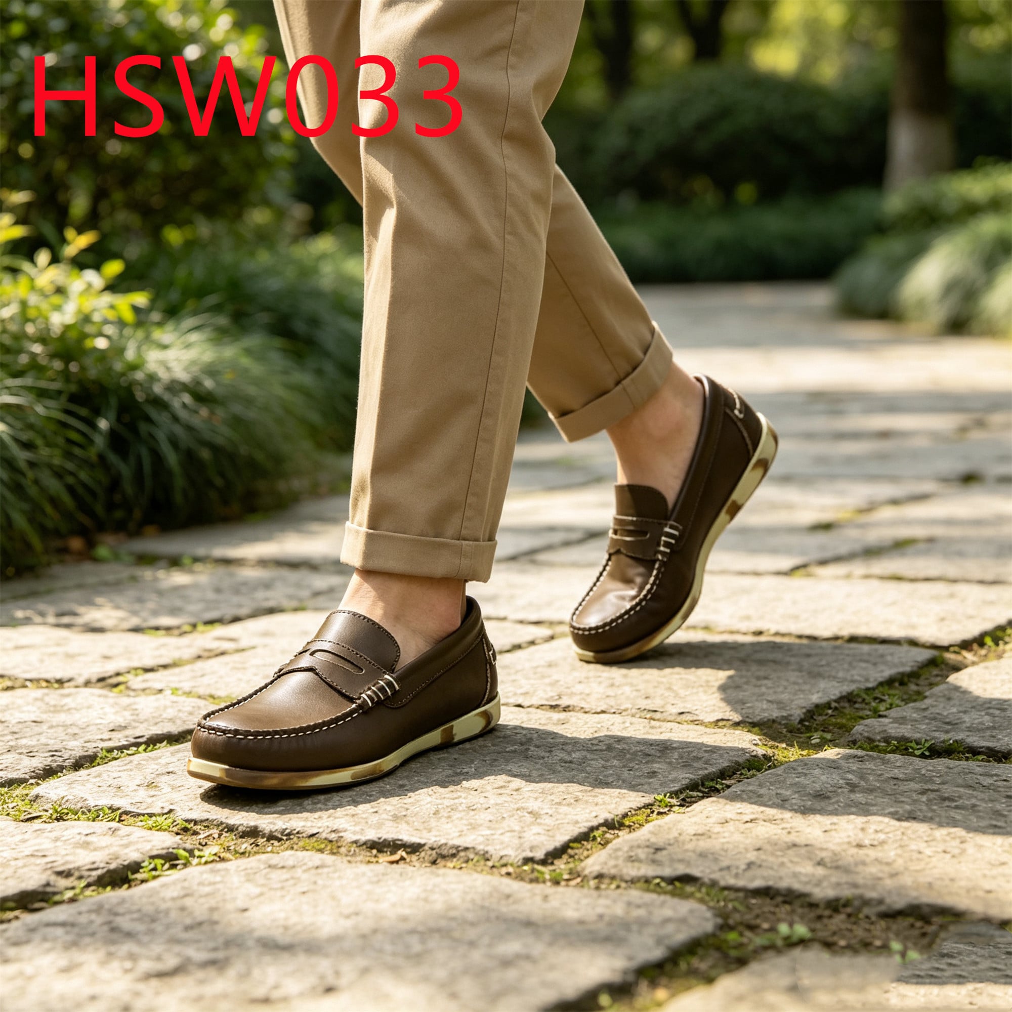 HY,Beach Walking Penny Strap Design Hua Singh Moccasin Shoes Camo Trim Outsole Handmade Chocolate Brown Loafer Shoes HSW033