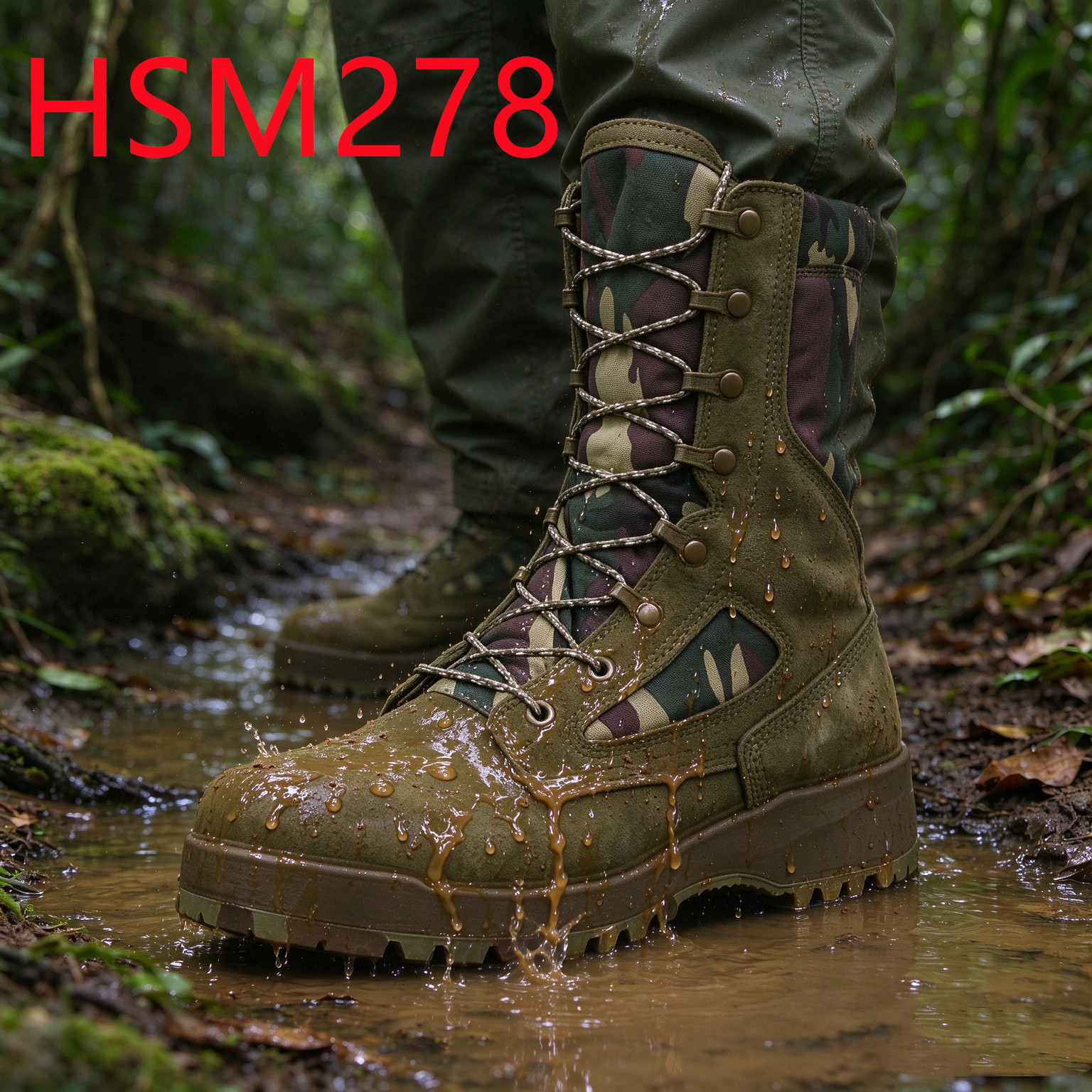 HY, bocanci de drumeție cu sarcină mare, talpă exterioară rezistentă la uzură, camuflaj, cauciuc, fabrica Hua Singh Jungle Boots, preț de fabrică, bocanci militari discreți de 8 inch, HSM278