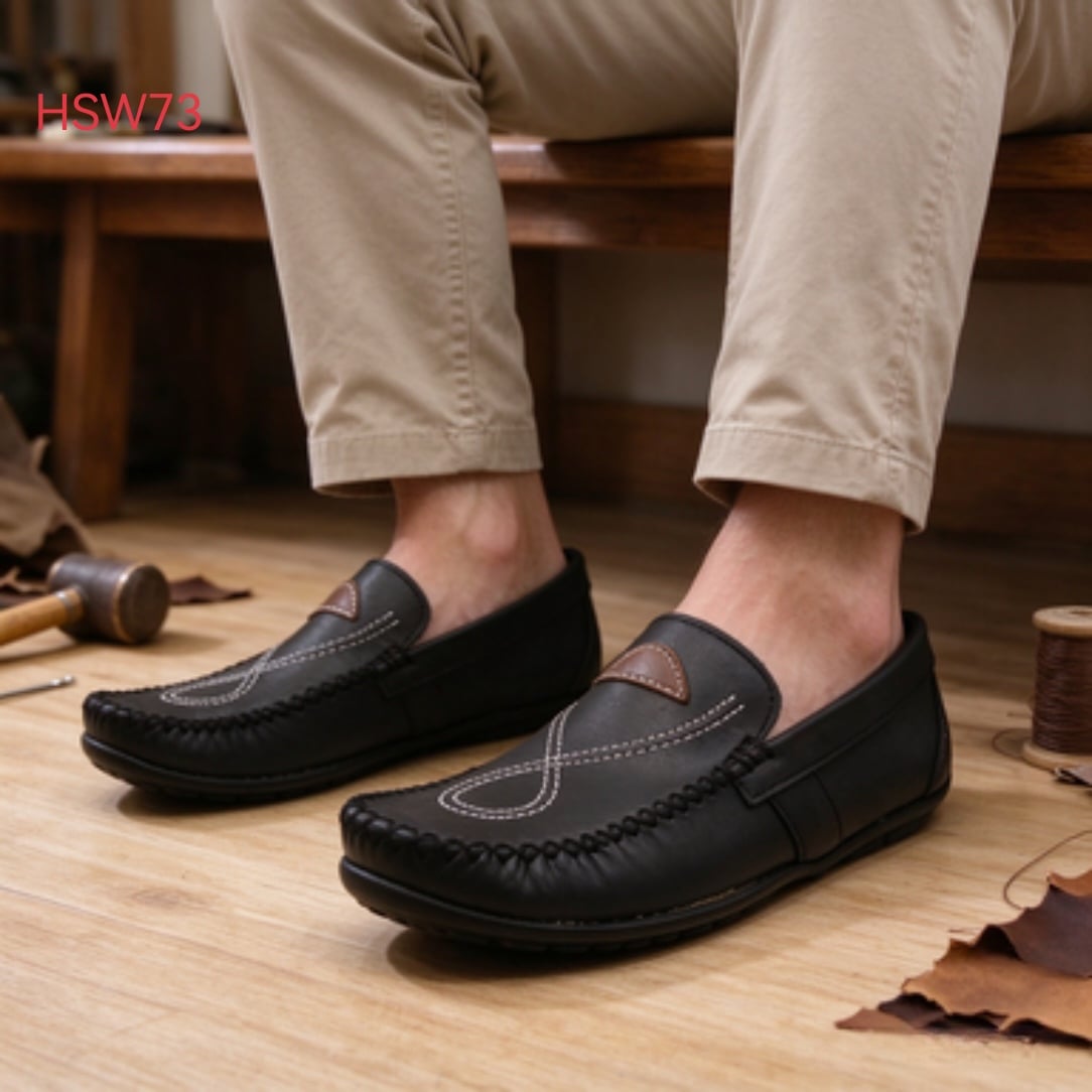 XYM,Weekend Gatherings Upward-curling Style Hua Singh Pull-on Moccasins Shoes Errands Running Durable Rubber Sole Handmand Black Boat Shoes HSW073
