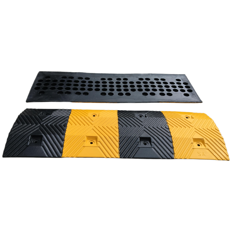 Heavy-Duty Industrial Rubber Curb Ramp - Durable Anti-Slip Speed Buffer for Driveways, Loading Docks & Warehouses-100SB17&18