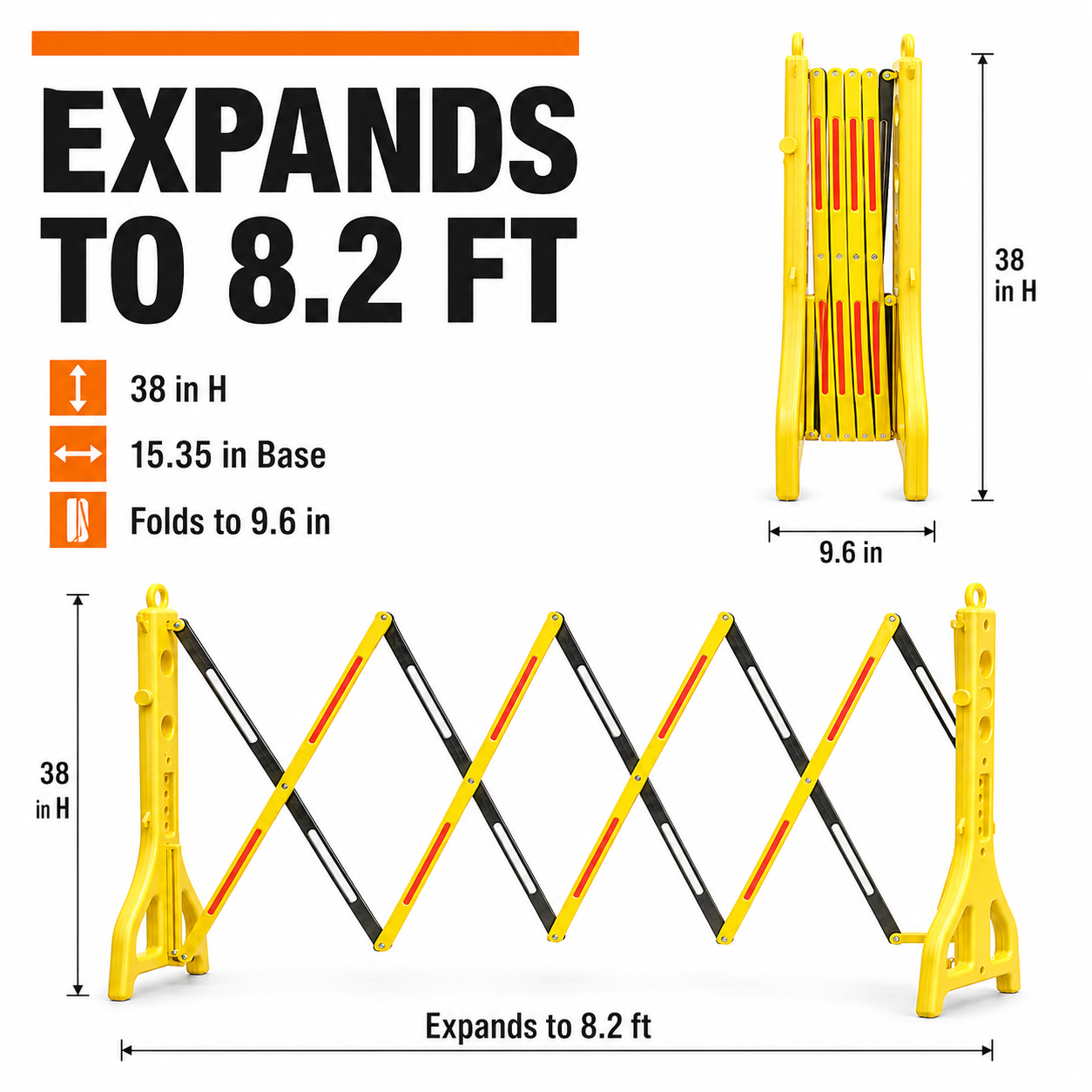 Expandable PE Traffic Safety Barrier with Reflective Strips | Lightweight Folding Barricade | YS Traffic Safety-HL01