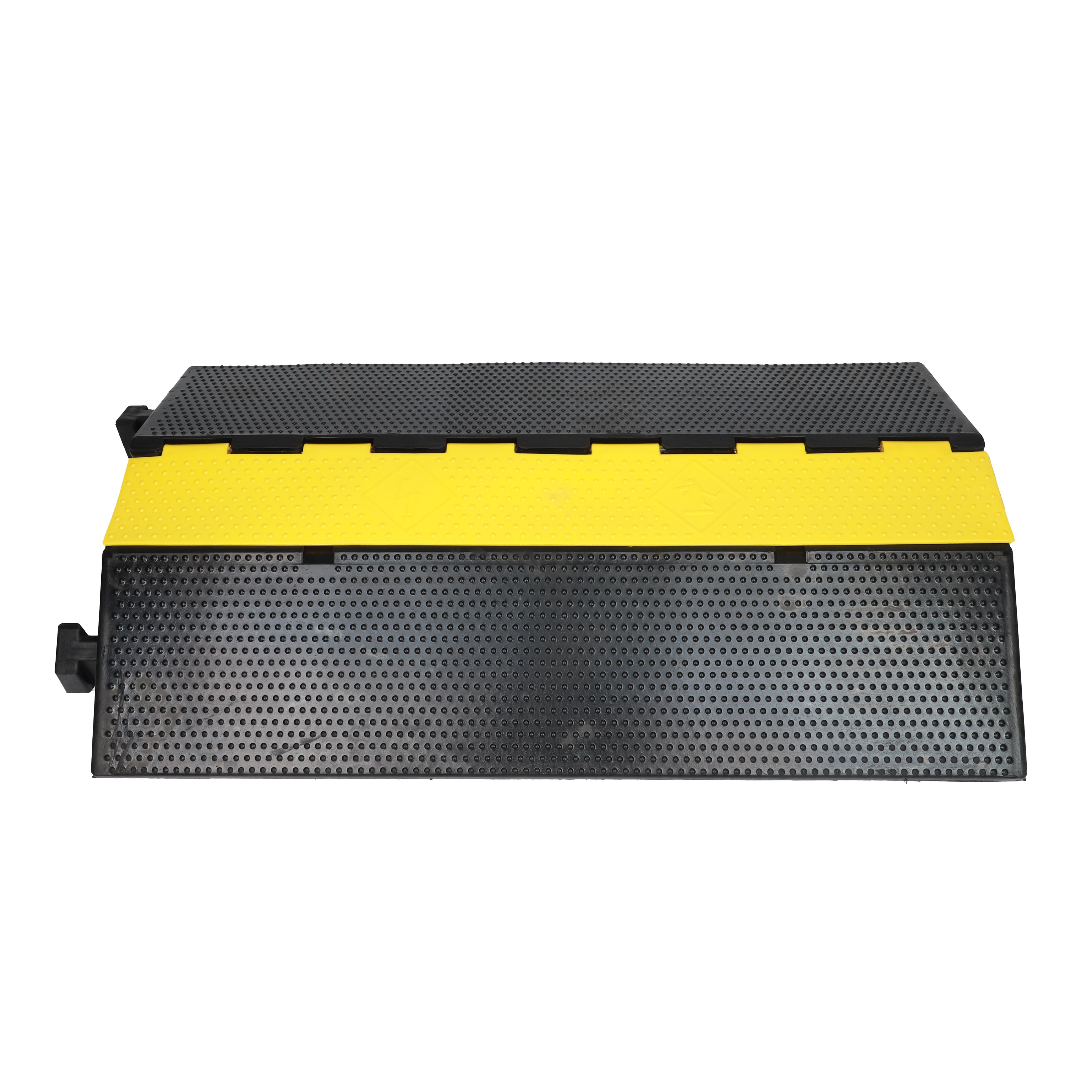 Heavy-Duty Industrial Rubber Hose Bridge and Cable Protector with Large-Capacity Flip-Top PVC Lid-1XC11
