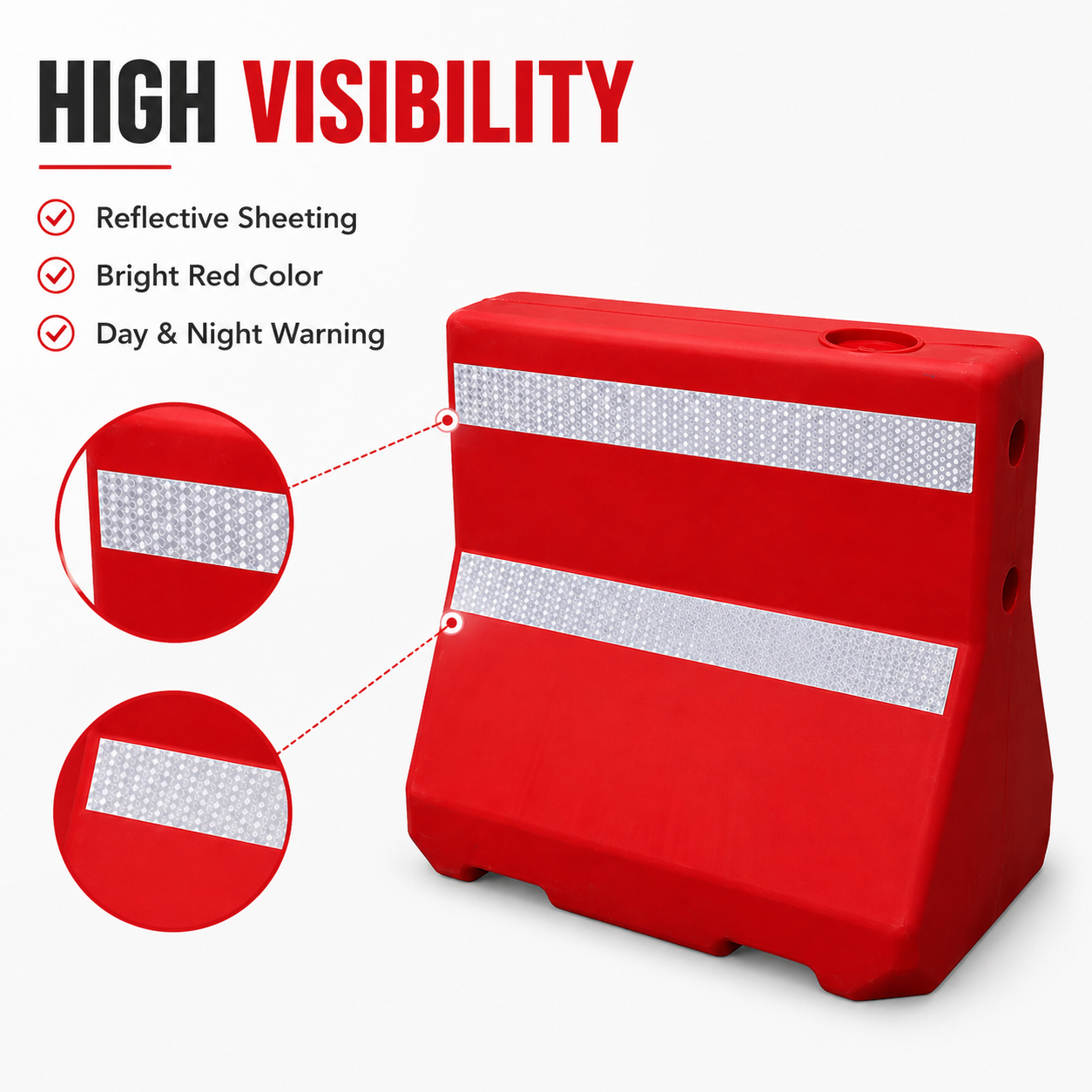Portable Plastic Water-Filled Barrier Base - Durable PE Traffic Safety Fence Foundation for Construction and Crowd Control-WB01-02