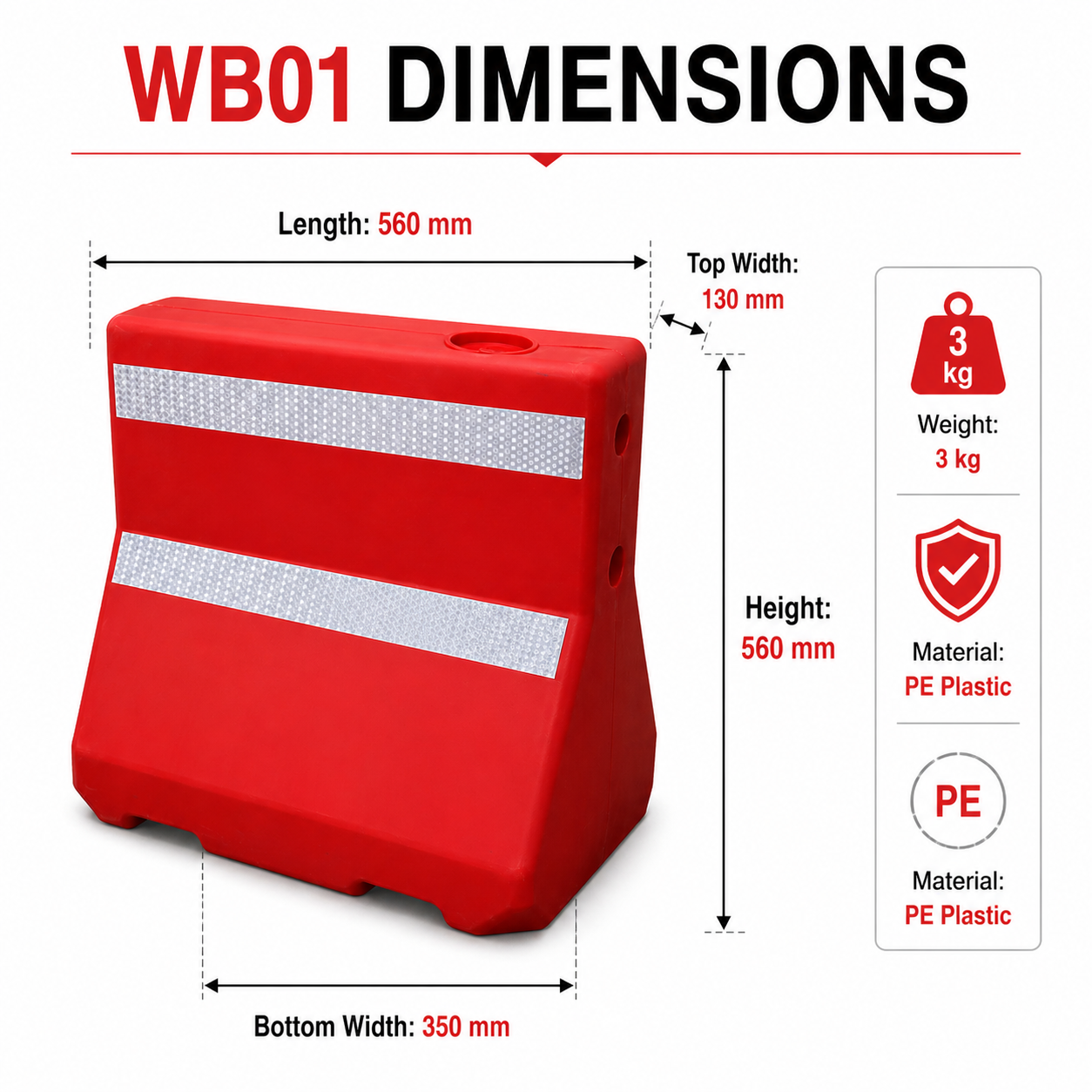 Portable Plastic Water-Filled Barrier Base - Durable PE Traffic Safety Fence Foundation for Construction and Crowd Control-WB01-02
