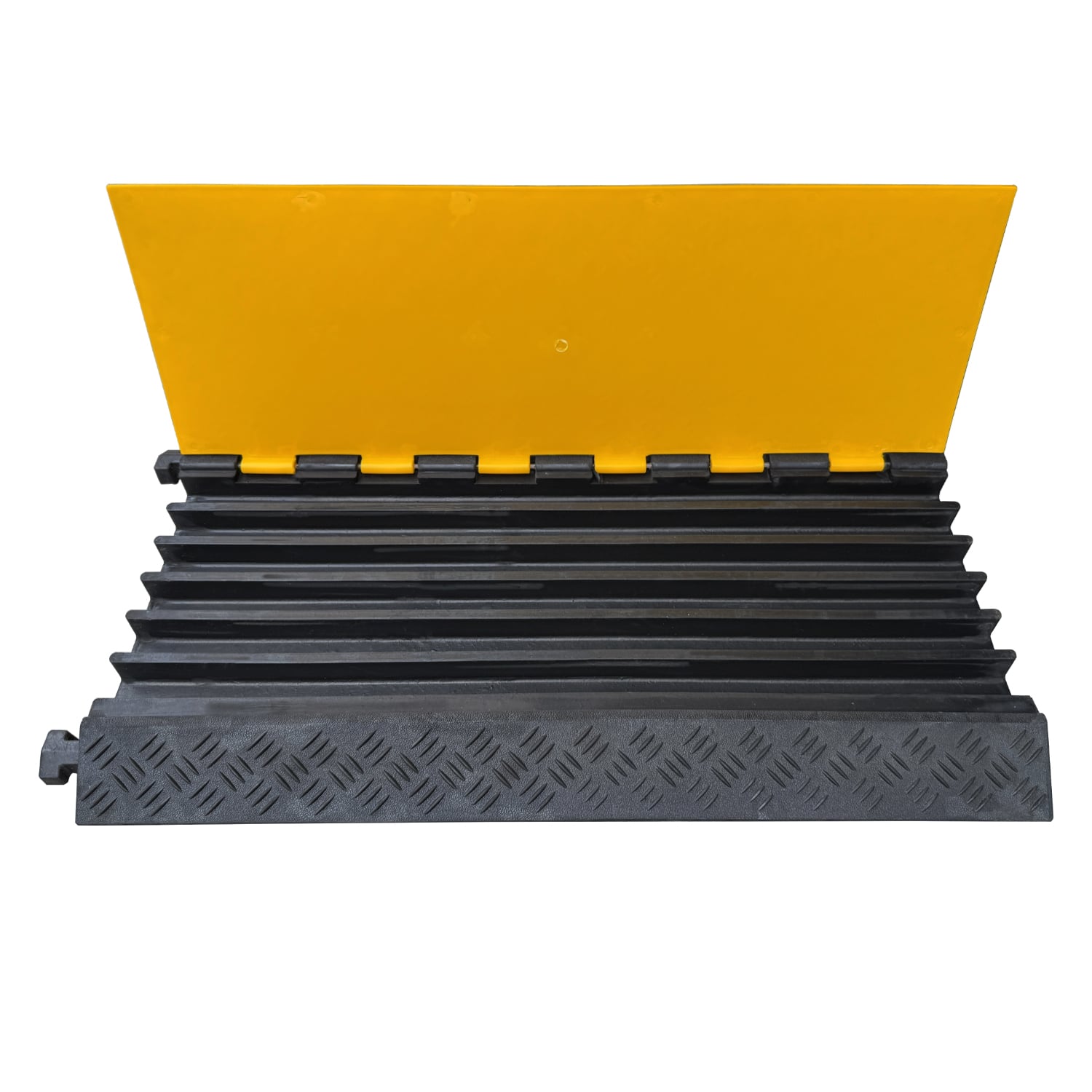 Industrieller schwerer 5-kanaliger Gummikabelschutz mit hochsichtbarem verstärktem PVC-Klappdeckel – 6XC01
