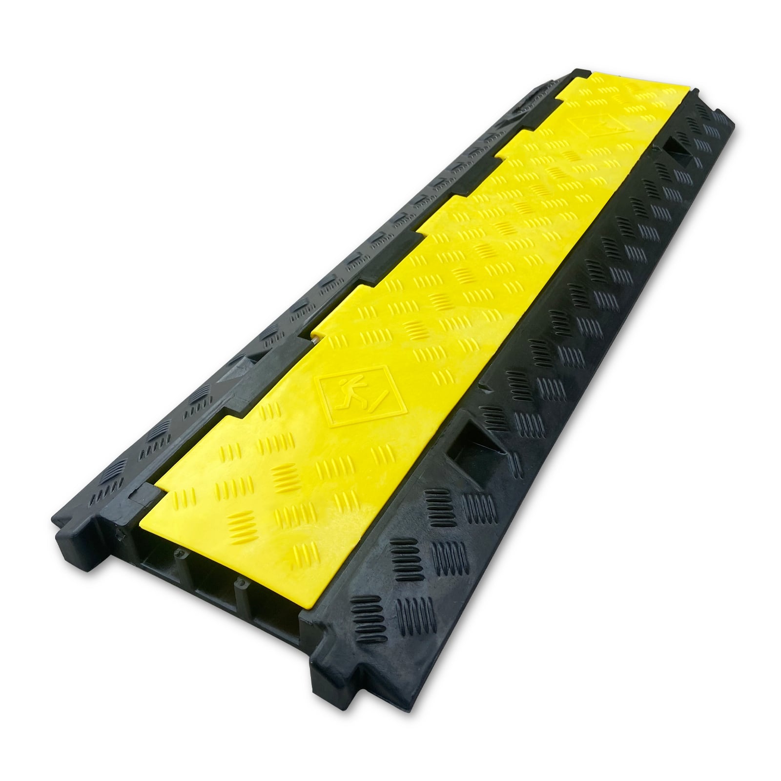 Heavy-Duty 3-Channel Industrial Cable Protector with High-Visibility Reinforced PVC Flip-Top Lid-3XC05