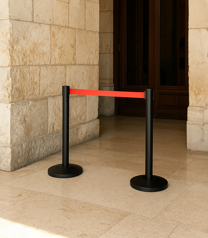 Premium Black Retractable Belt Stanchion Set for Professional Crowd Control and Queue Management-1 meter black style