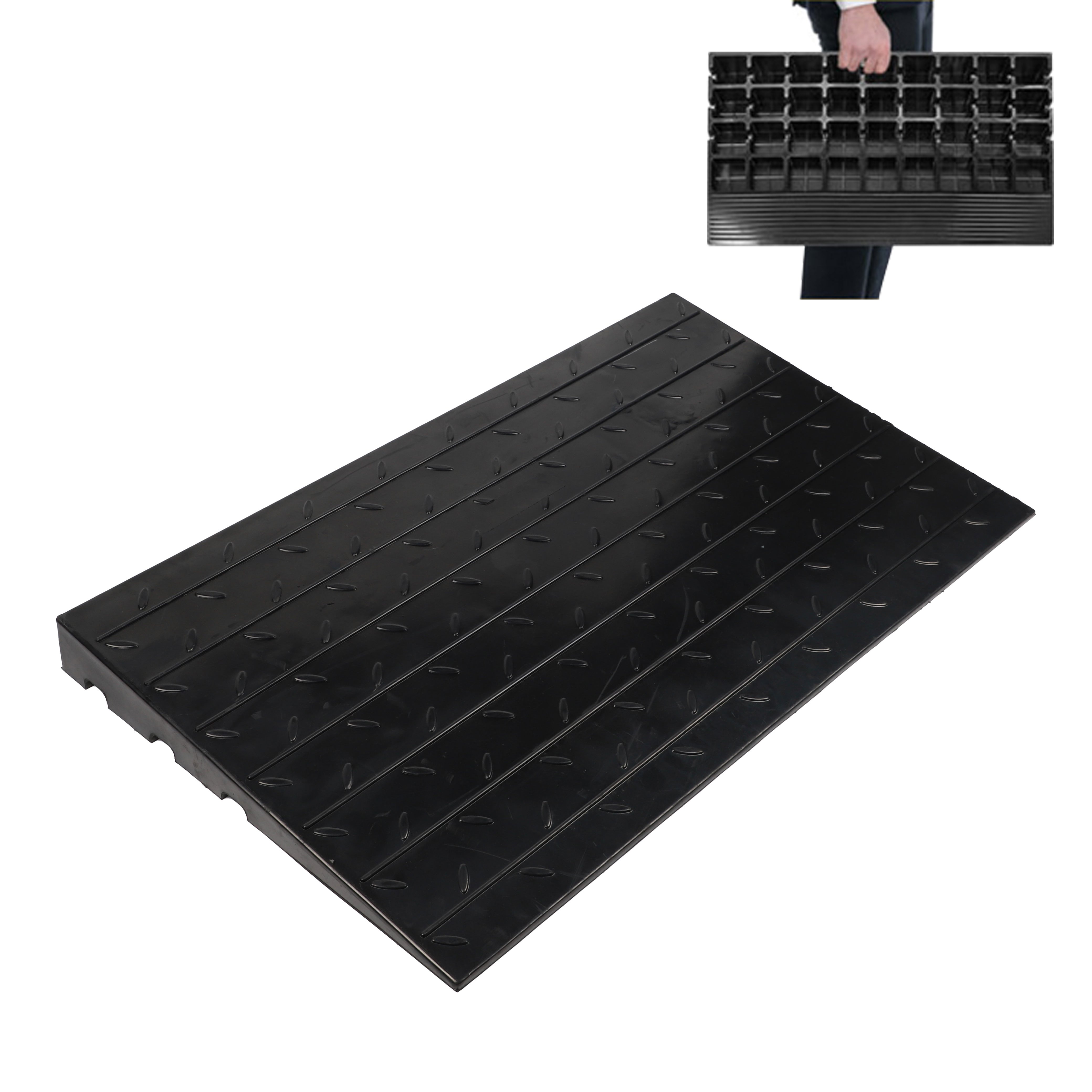 Commercial Grade Wide Rubber Threshold Ramp for Wheelchair and Equipment Accessibility-TRG65