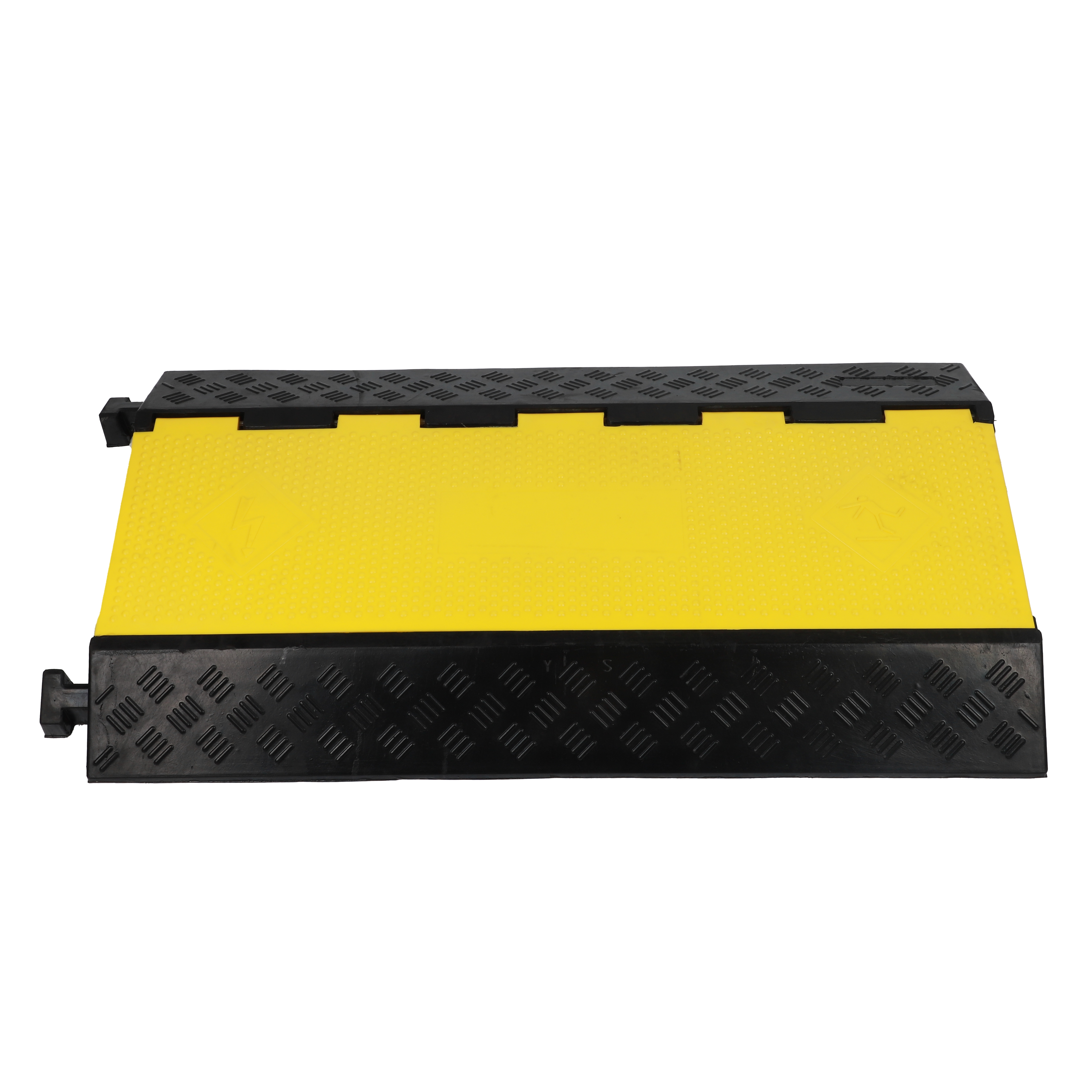 Schwerlast-3-Kanal-Industrie-Kabelschutz mit verstärktem, hochsichtbarem PVC-Klappdeckel – 3XC03