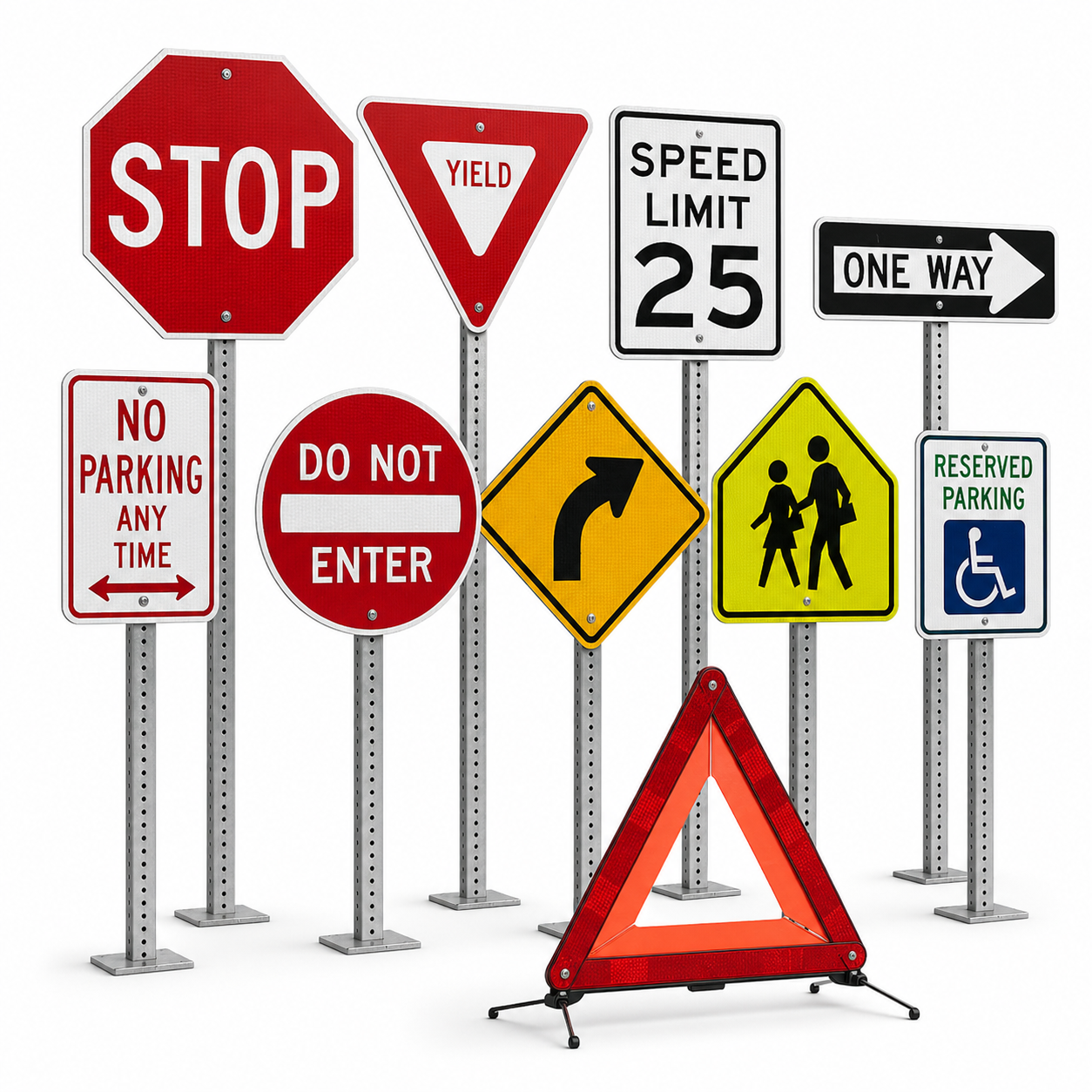 Heavy-Duty Industrial Rubber Speed Bump | High-Visibility Traffic Safety Hump for Roadway and Parking Lot-traffic sign