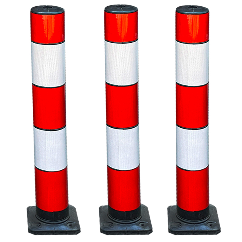 600mm Heavy-Duty Rubber Delineator Post with 6kg Base - Impact-Resistant High-Visibility Safety Bollard for Industrial Traffic Control-BR01-03