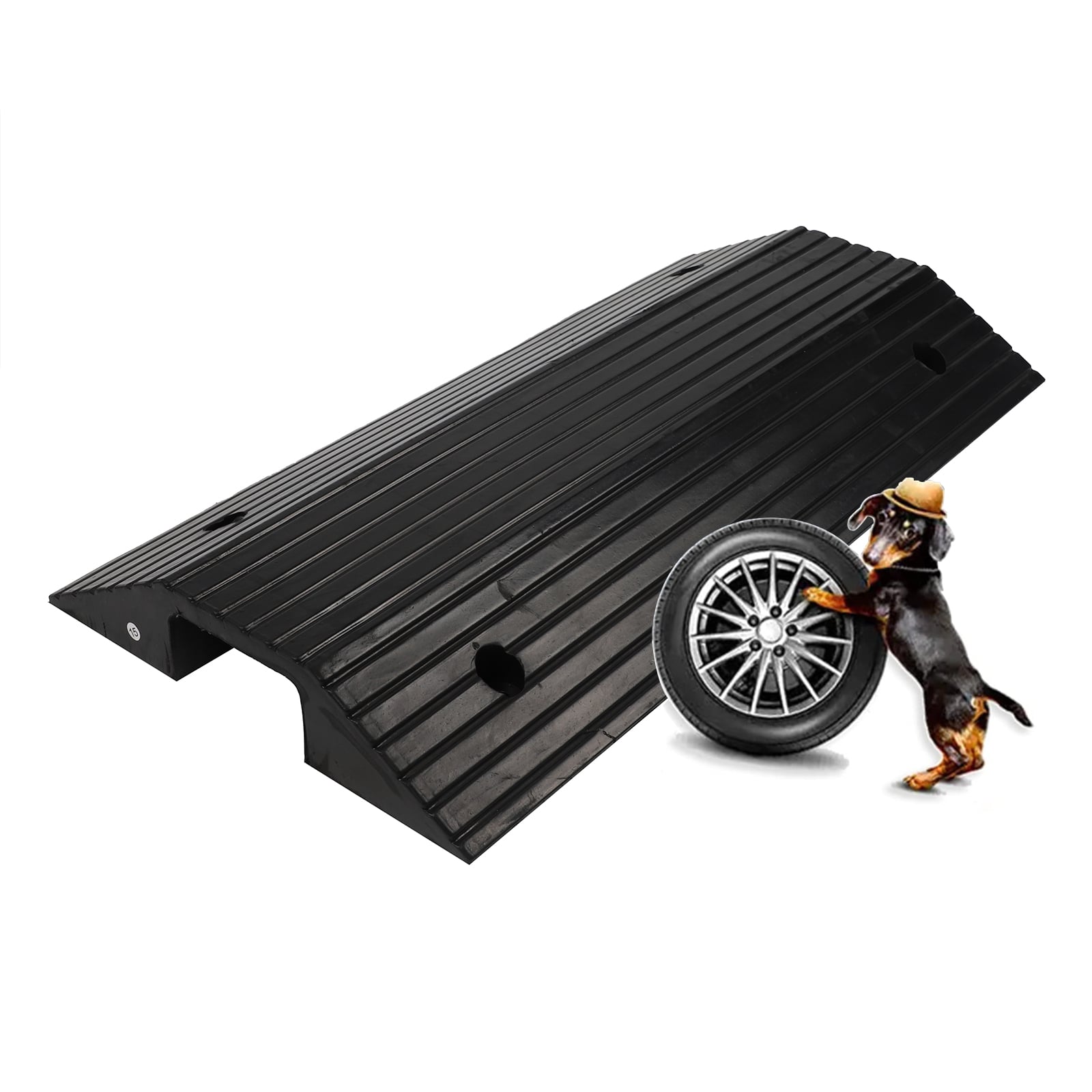 Industrial Heavy-Duty Rubber Speed Hump with Integrated Channel for Cable and Hose Protection-TRC03