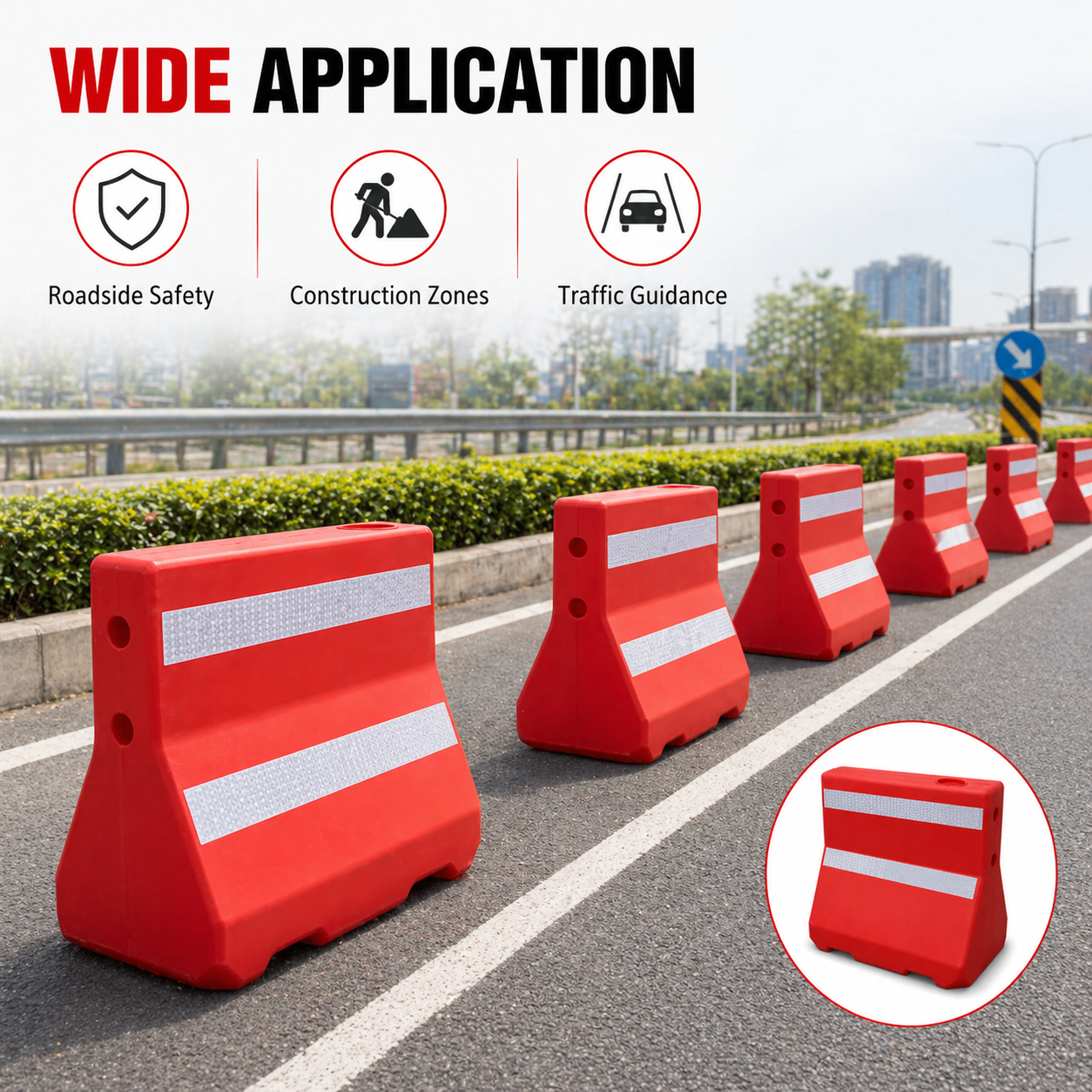 Portable Plastic Water-Filled Barrier Base - Durable PE Traffic Safety Fence Foundation for Construction and Crowd Control-WB01-02