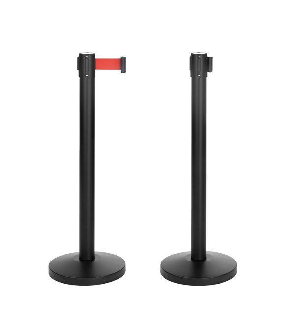Premium Black Retractable Belt Stanchion Set for Professional Crowd Control and Queue Management-1 meter black style