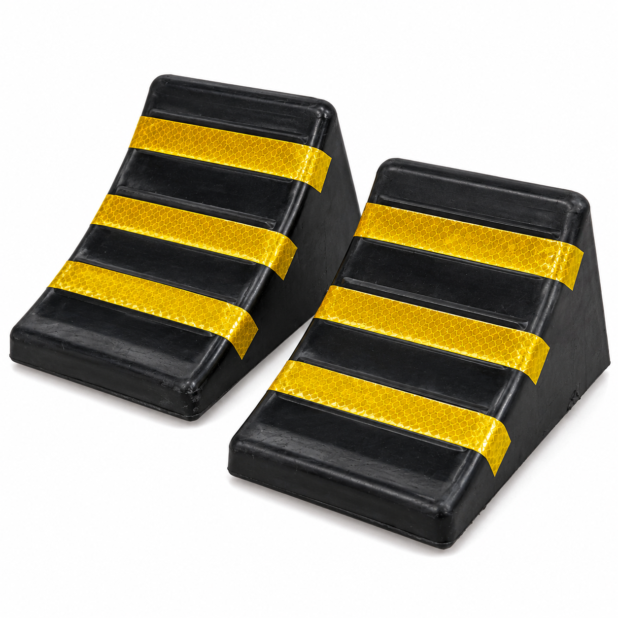 Calço Pesado de Borracha para Rodas com Fitas Refletivas de Alta Visibilidade para Carros e Reboques – Modelo WC03