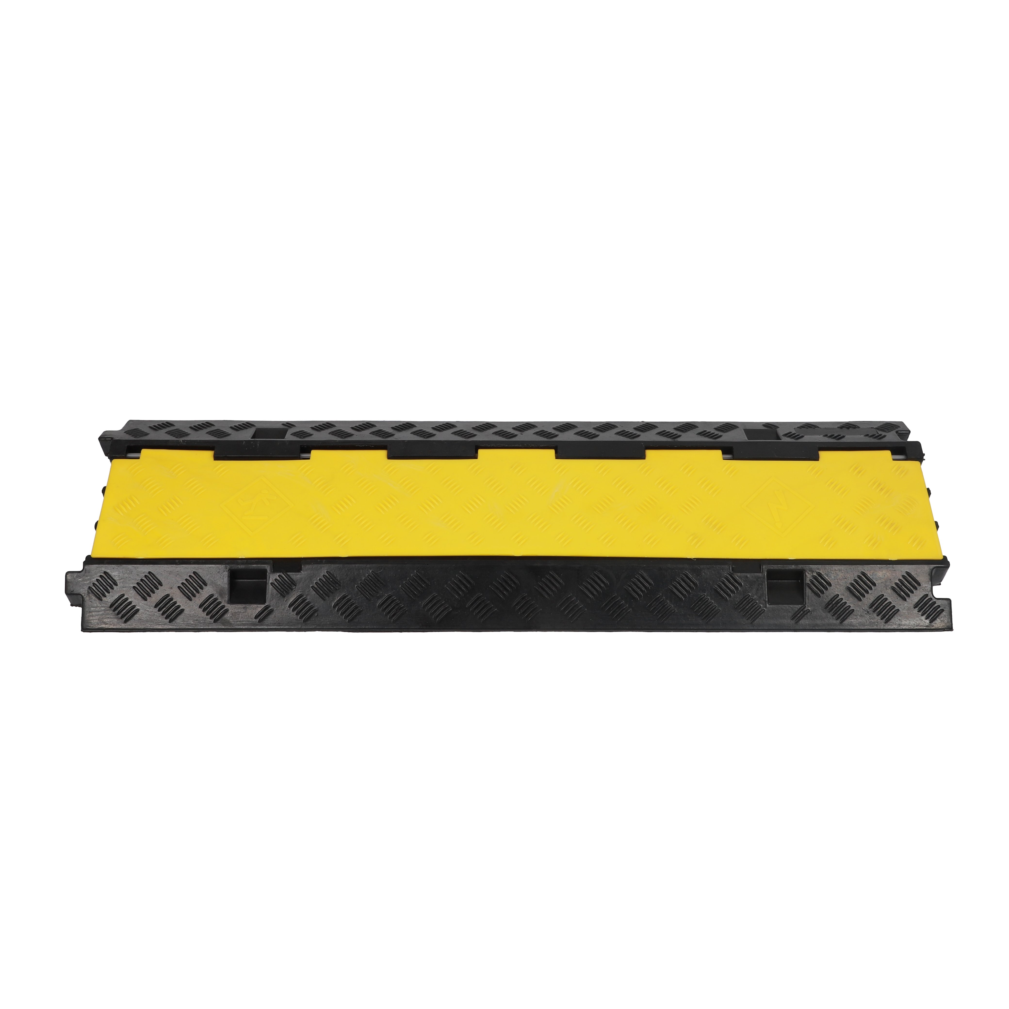 Heavy-Duty 3-Channel Rubber Cable Protector Ramp with High-Visibility PVC Lid | Industrial Traffic Safety Solution-3XC01