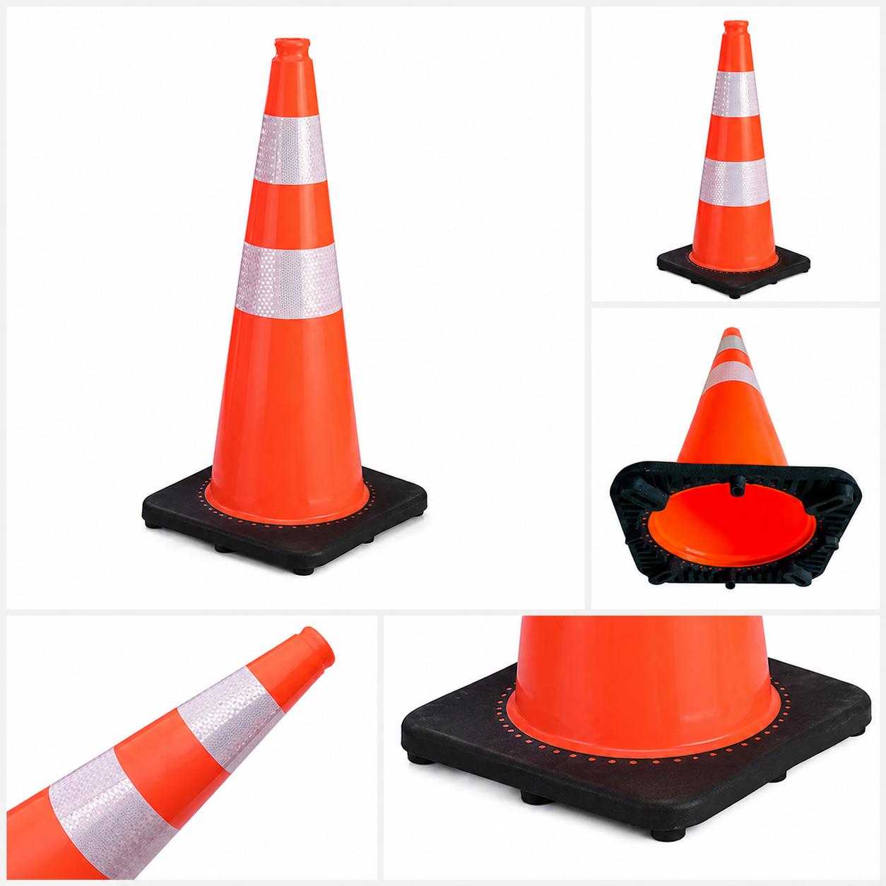 ConeDeTrânsitoEmPVCColapsávelDeAltaResistênciaCom750MmEBaseEmBorrachaPreta | AtacadoB2B-PCV75R
