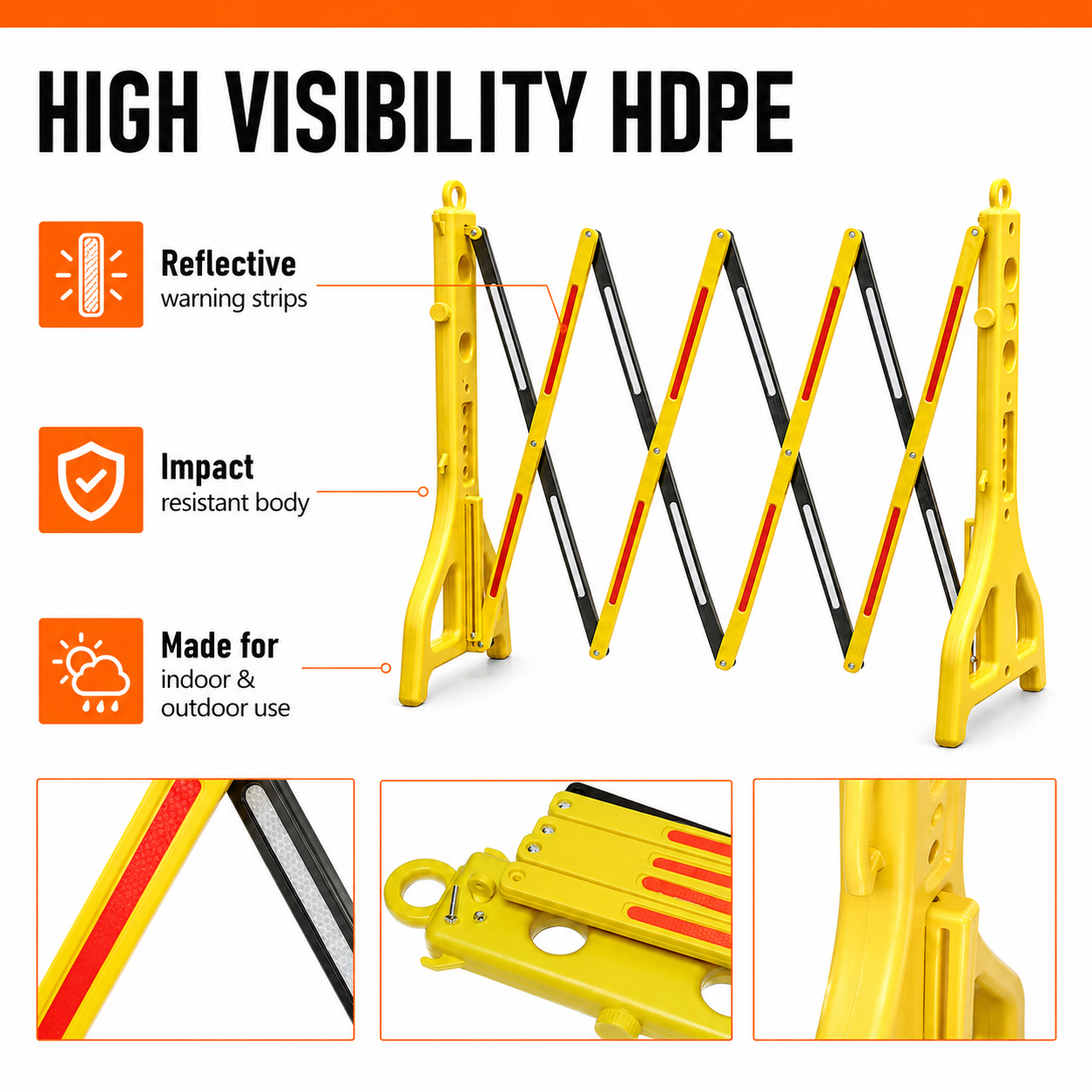 Expandable PE Traffic Safety Barrier with Reflective Strips | Lightweight Folding Barricade | YS Traffic Safety-HL01