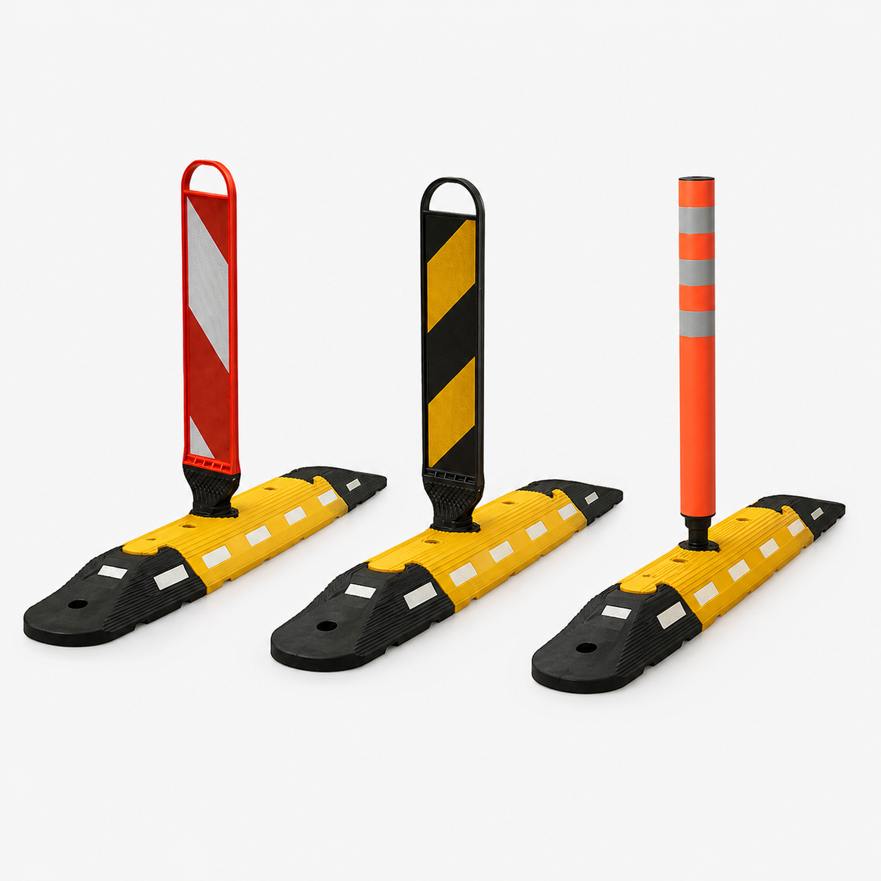 SeparadorModularDeFaixaEmPVCDeAltaVisibilidadeComPainelVerticalRefletivo | YS Traffic Safety-FDT04