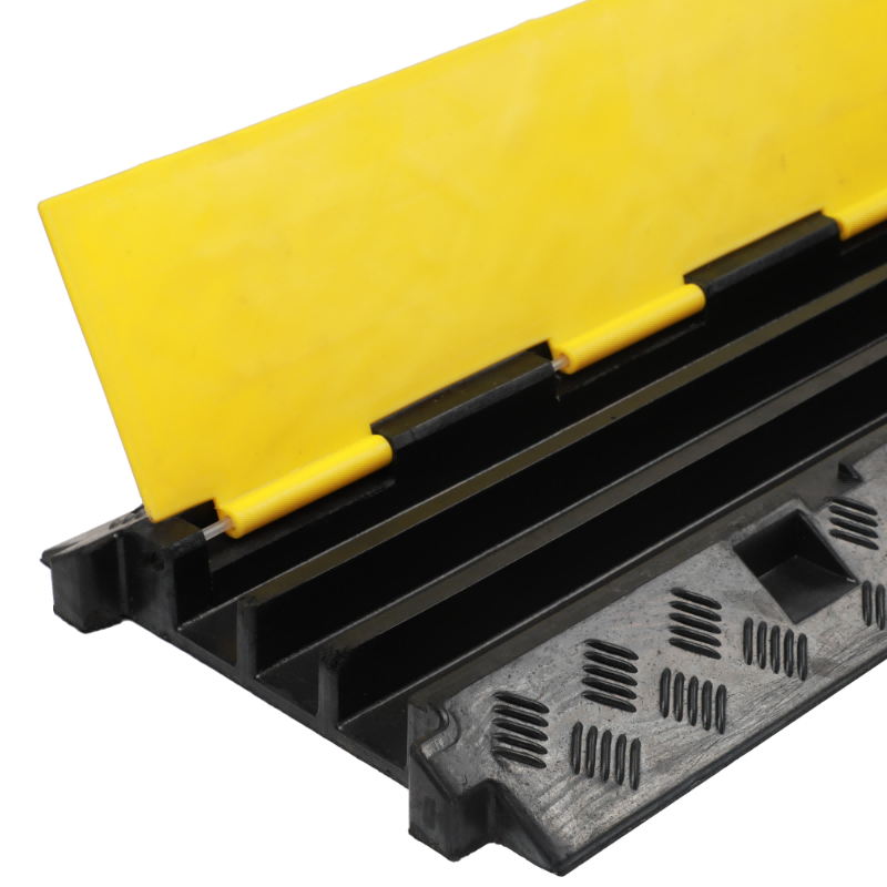 High Visibility PVC Cable Protector Ramp Speed Bumps Rubber Base with Clear Cable Cover for Better Visibility